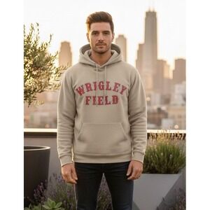 Fundy Resort Wrigley Field Hoodie Men's Large Tan Pullover Sweatshirt Activewear